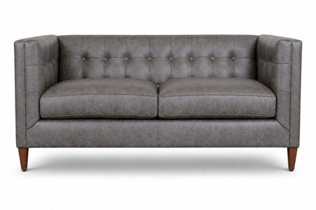 Lux and Borough Belmont style custom loveseat featuring plush upholstered cushions and tailored classic lines.