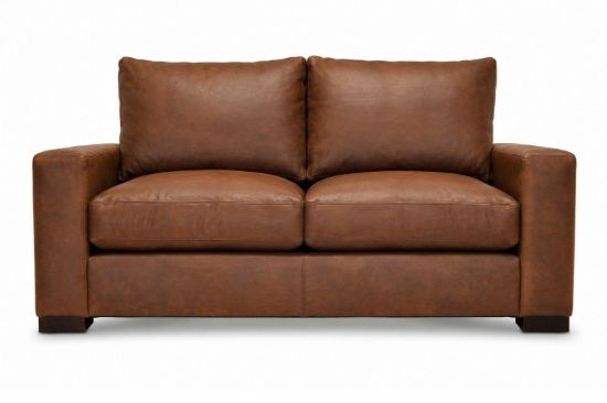 Lux and Borough Lancaster style traditional custom loveseat featuring tightly structured rolled arms, crisp tailored seat cushions, and short block feet.