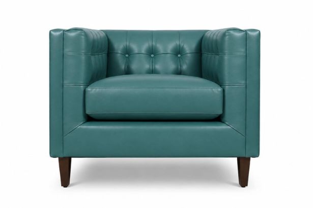 Lux and Borough Belmont style custom accent chair featuring an elegant curved shield backrest, sloping integrated arms, a tailored plush seat cushion, and sleek tapered legs.