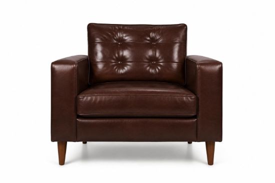 Lux and Borough Carlisle style custom armchair featuring an elegant high-back silhouette, gently sloping English roll arms, deep button-tufted backrest detailing, a thick tailored seat cushion, and dark turned wood front legs on metal casters.