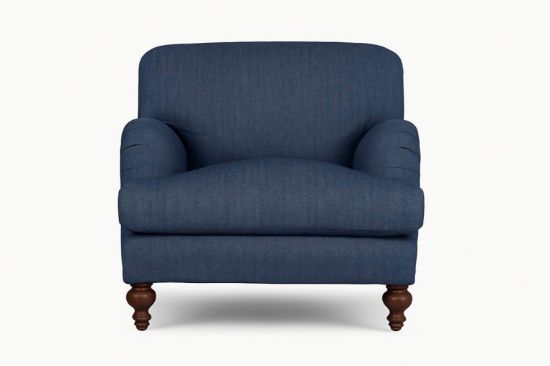 Lux and Borough Duchess style custom accent chair featuring a grand, high-profile wingback silhouette, tight tailored seat cushioning, and elegant cabriole wooden legs.